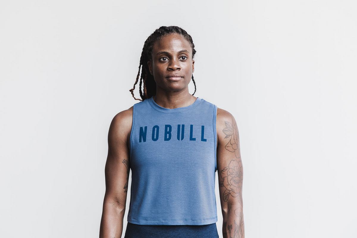 Nobull Muscle Women\'s Tank Tops Blue | Australia (JA1560)